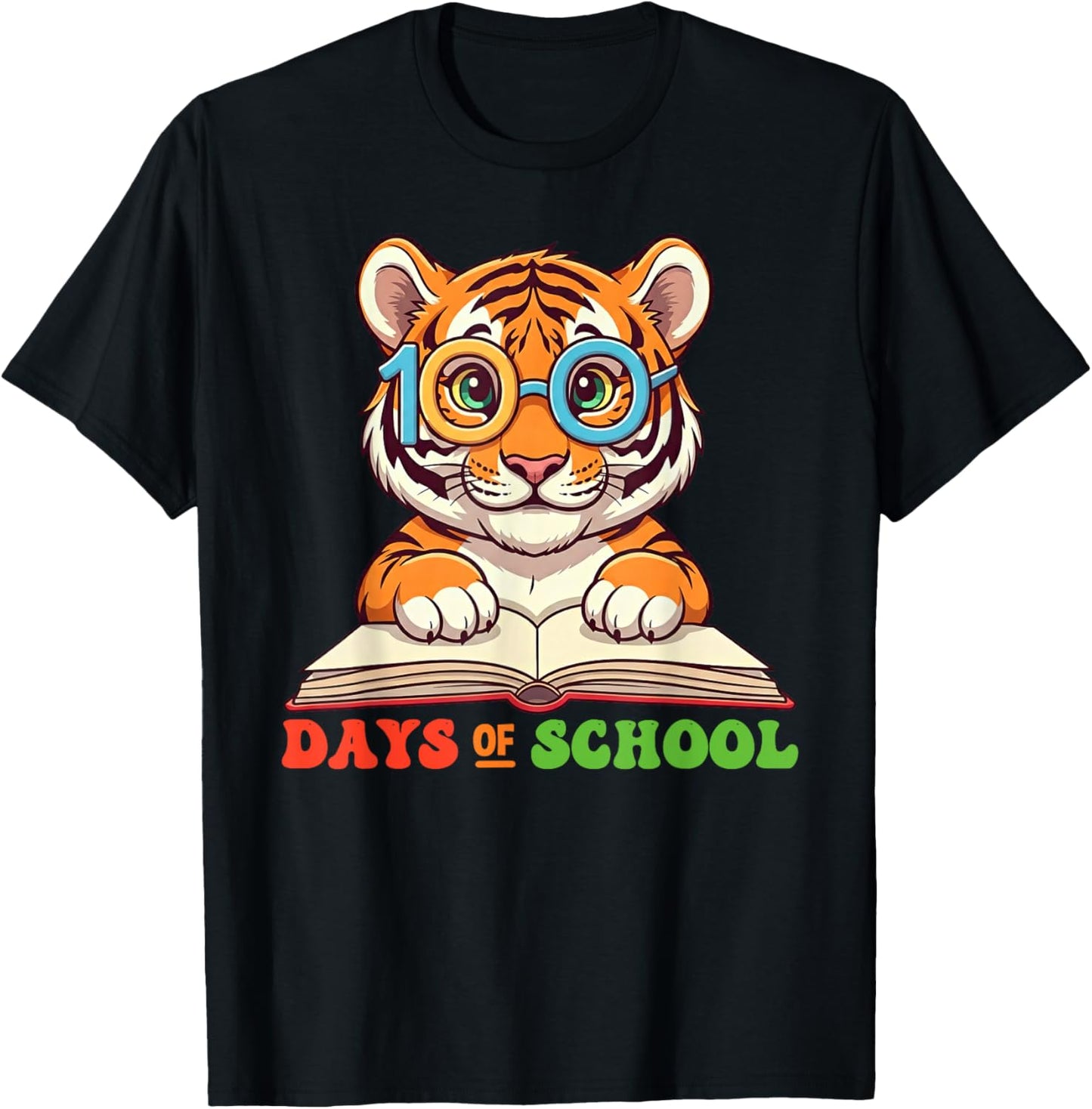 Funny Tiger 100th Day Of School Teacher Kids T-Shirt - T-Shirt | Black
