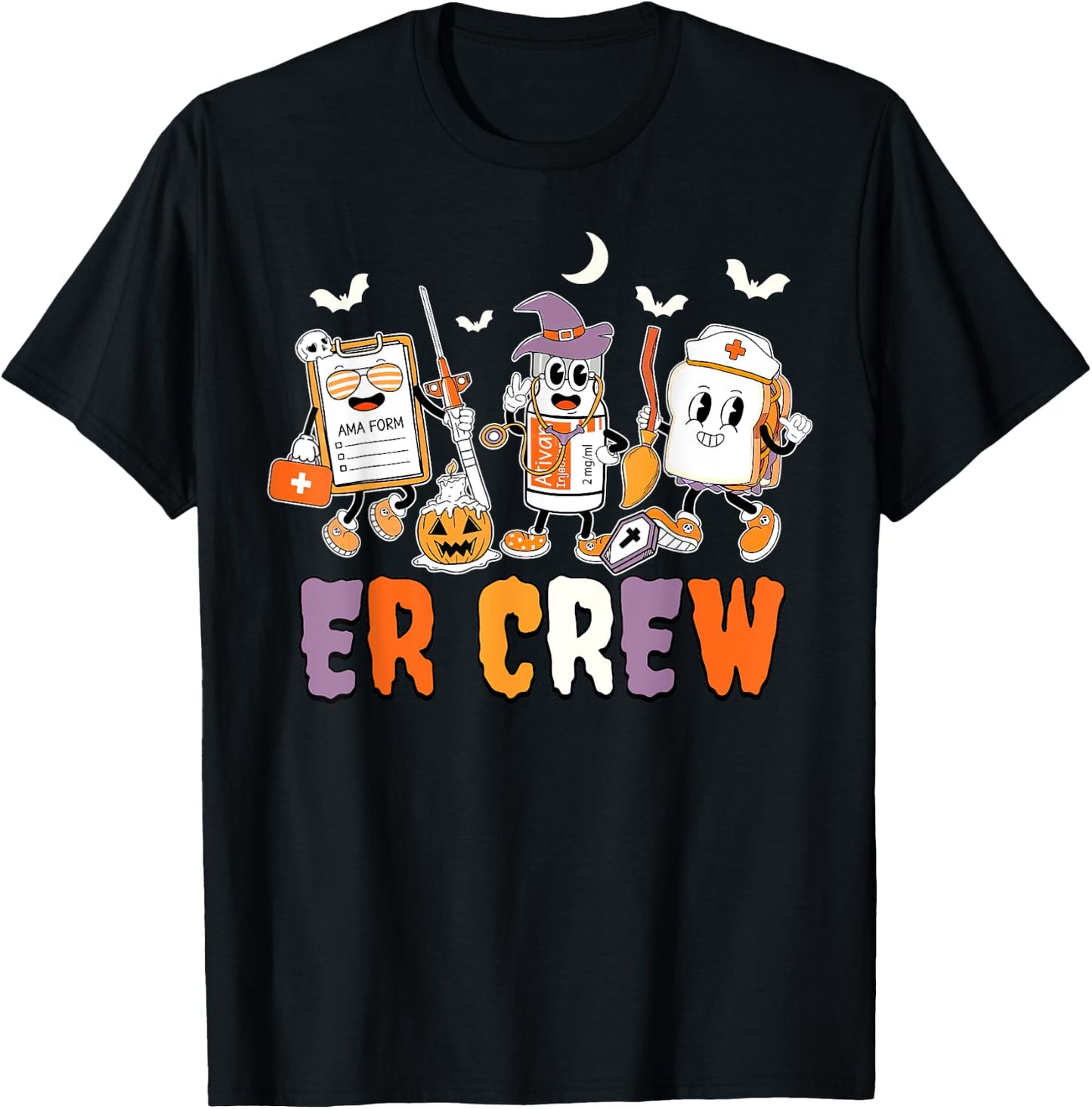 Retro ER Crew Emergency Room Emergency Department Halloween T-Shirt - T-Shirt | Black