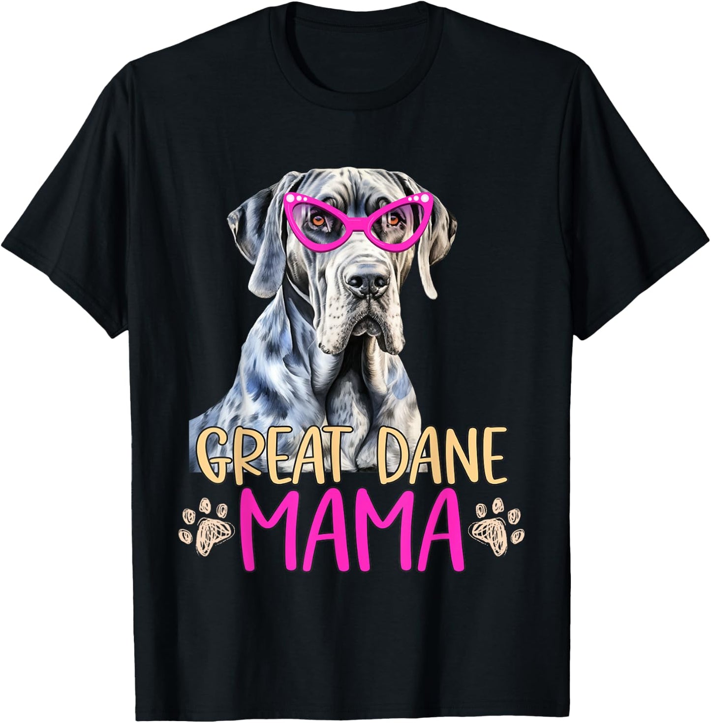 Great Dane Dog Breed Mama Cute Puppy Mother T-Shirt - T-Shirt | Black