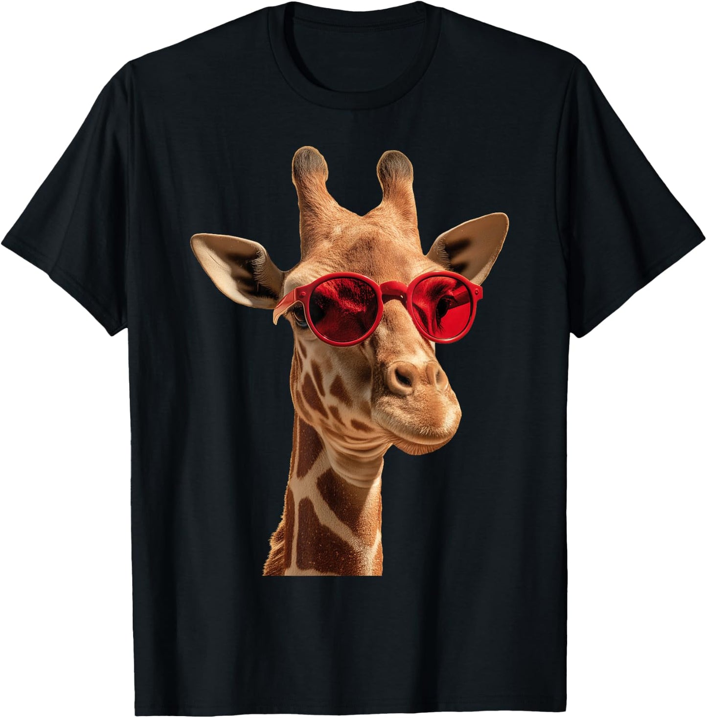 Giraffe Wearing Sunglasses Funny Graphic T-Shirt - T-Shirt | Black
