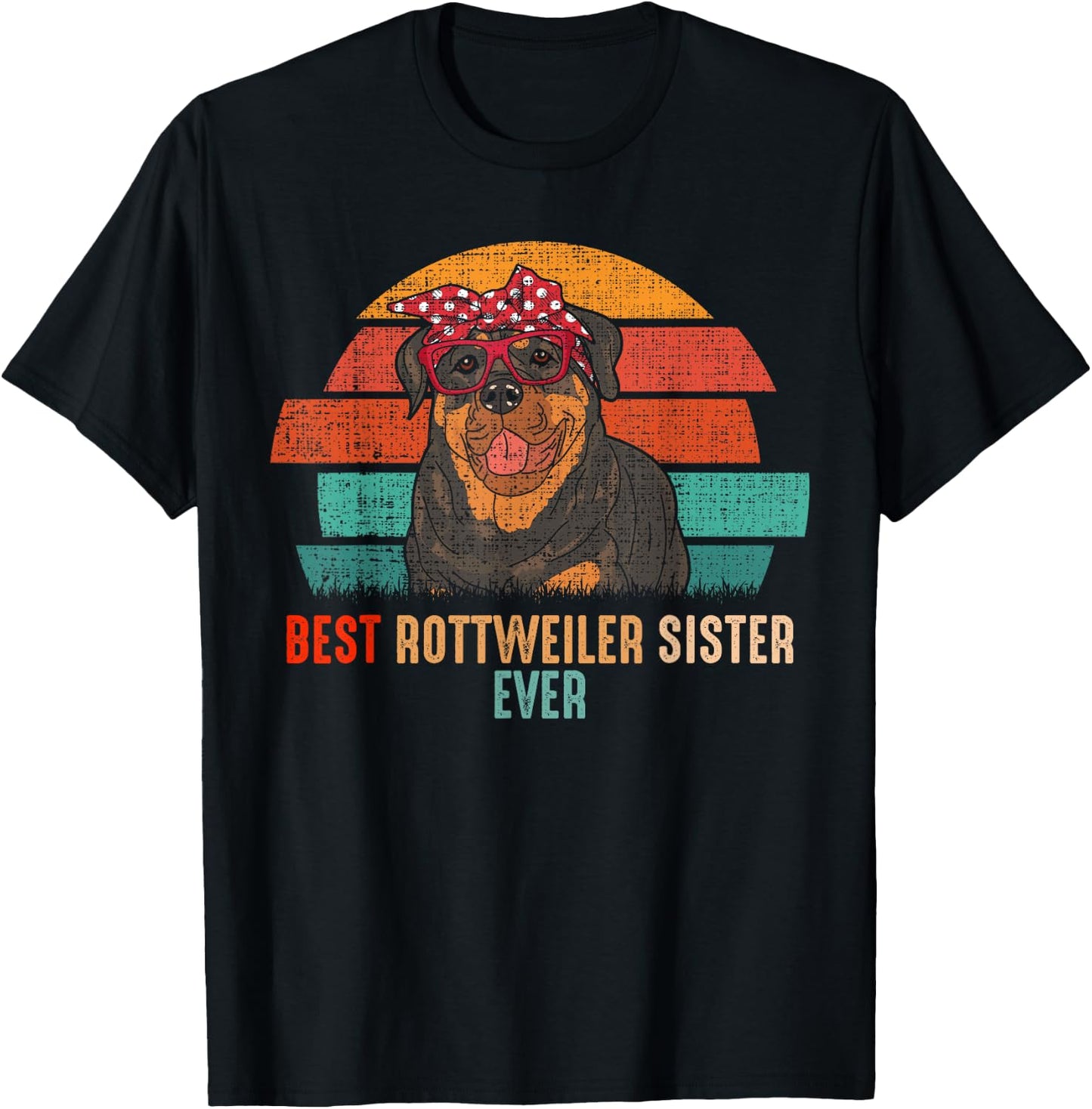 mb Vintage Best Rottweiler Sister Ever Dog Pets Lovers Women T-Shirt - T-Shirt | Black
