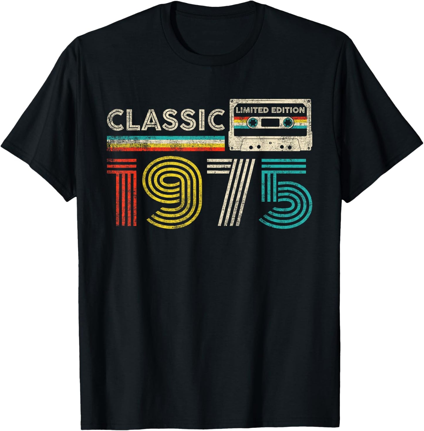 Classic 1975 Vintage 1975 Cassette Tape Men Women Birthday T-Shirt - T-Shirt | Black