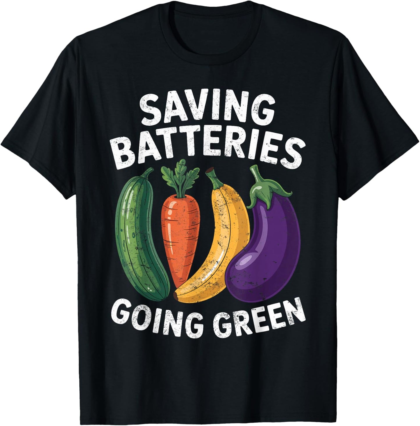 Saving Batteries Going Green Funny Inappropriate Women Retro T-Shirt - T-Shirt | Black