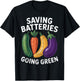 Saving Batteries Going Green Funny Inappropriate Women Retro T-Shirt - T-Shirt | Black