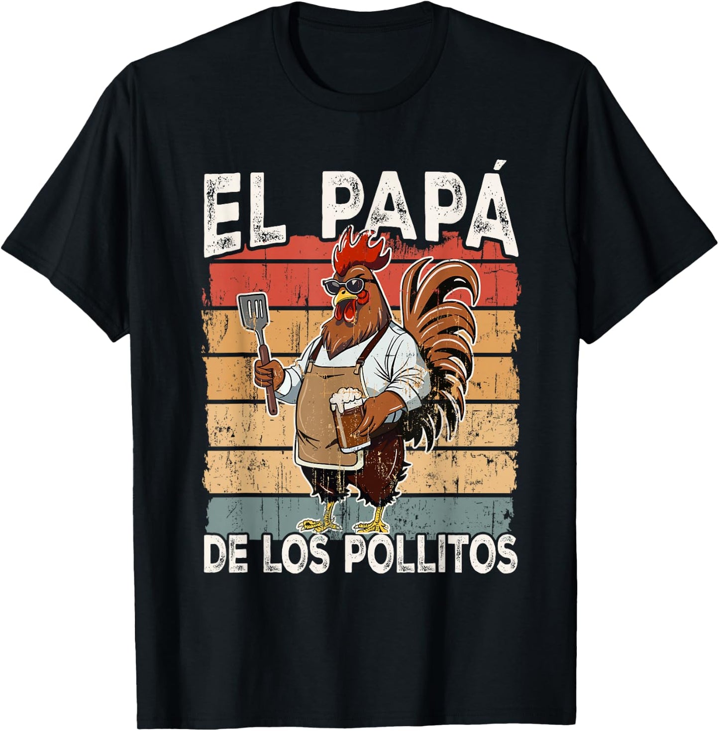 El Papa de lo pollitos funny Spanish Dia del Padre T-Shirt - T-Shirt | Black