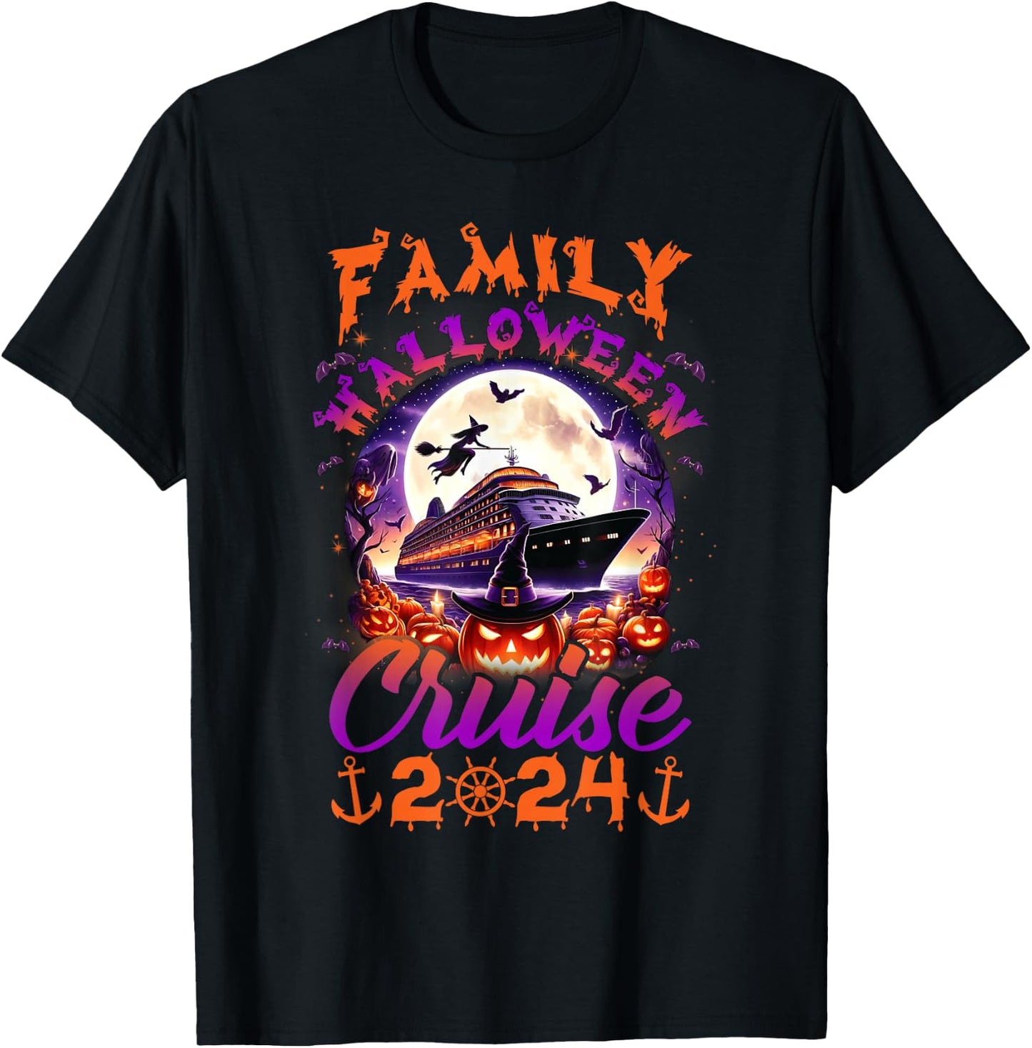 Family Halloween Cruise 2024 Halloween Cruise Cruising Lover T-Shirt - T-Shirt | Black