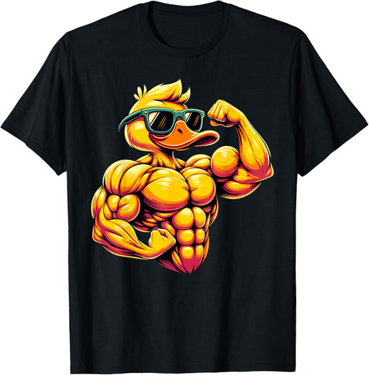 Muscular Duck Bodybuilder Rubber Duck T-Shirt - T-Shirt | Black