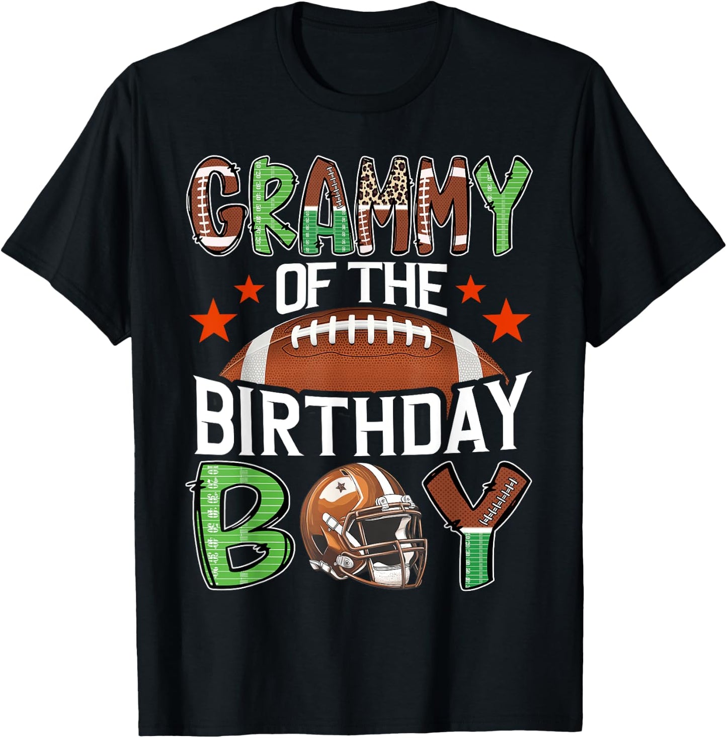 Grammy Of The Birthday Boy Game Day Football T-Shirt - T-Shirt | Black
