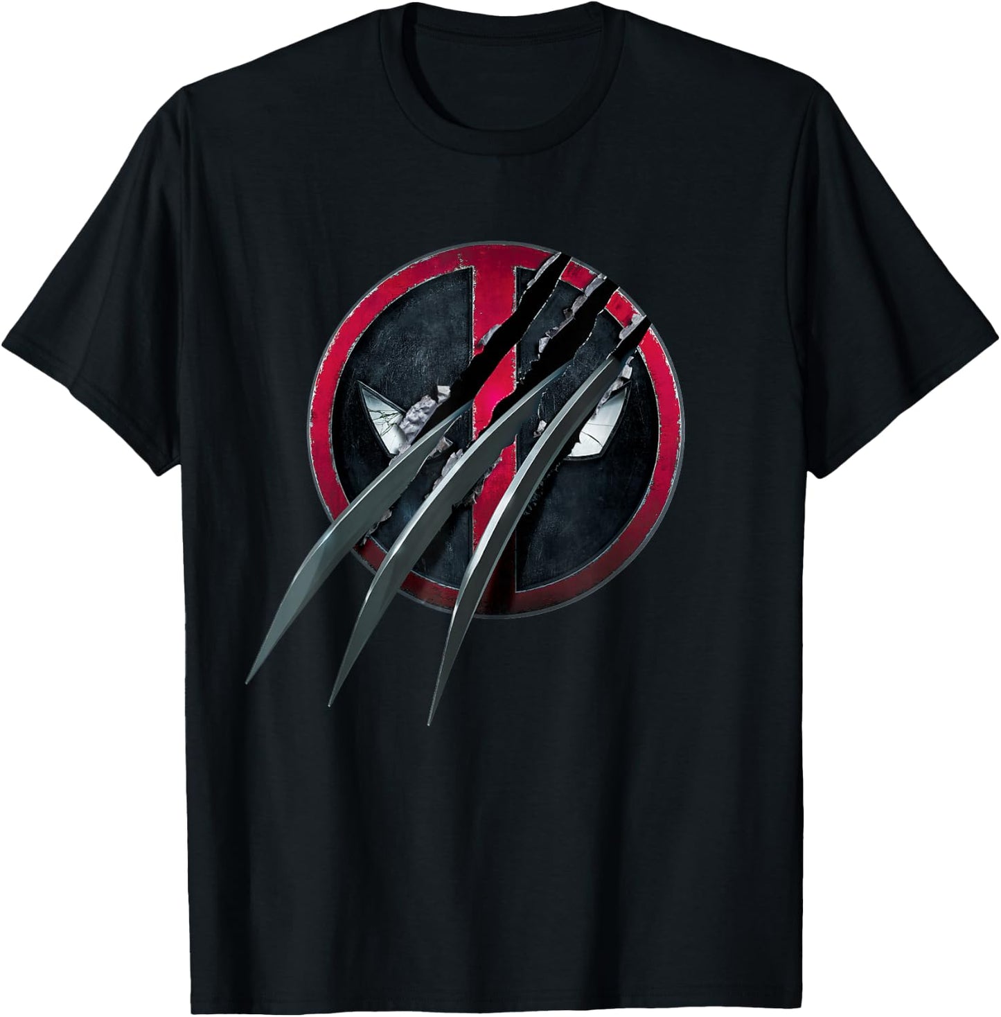 Marvel Deadpool & Wolverine Adamantium Claw Split Logo T-Shirt - T-Shirt | Black
