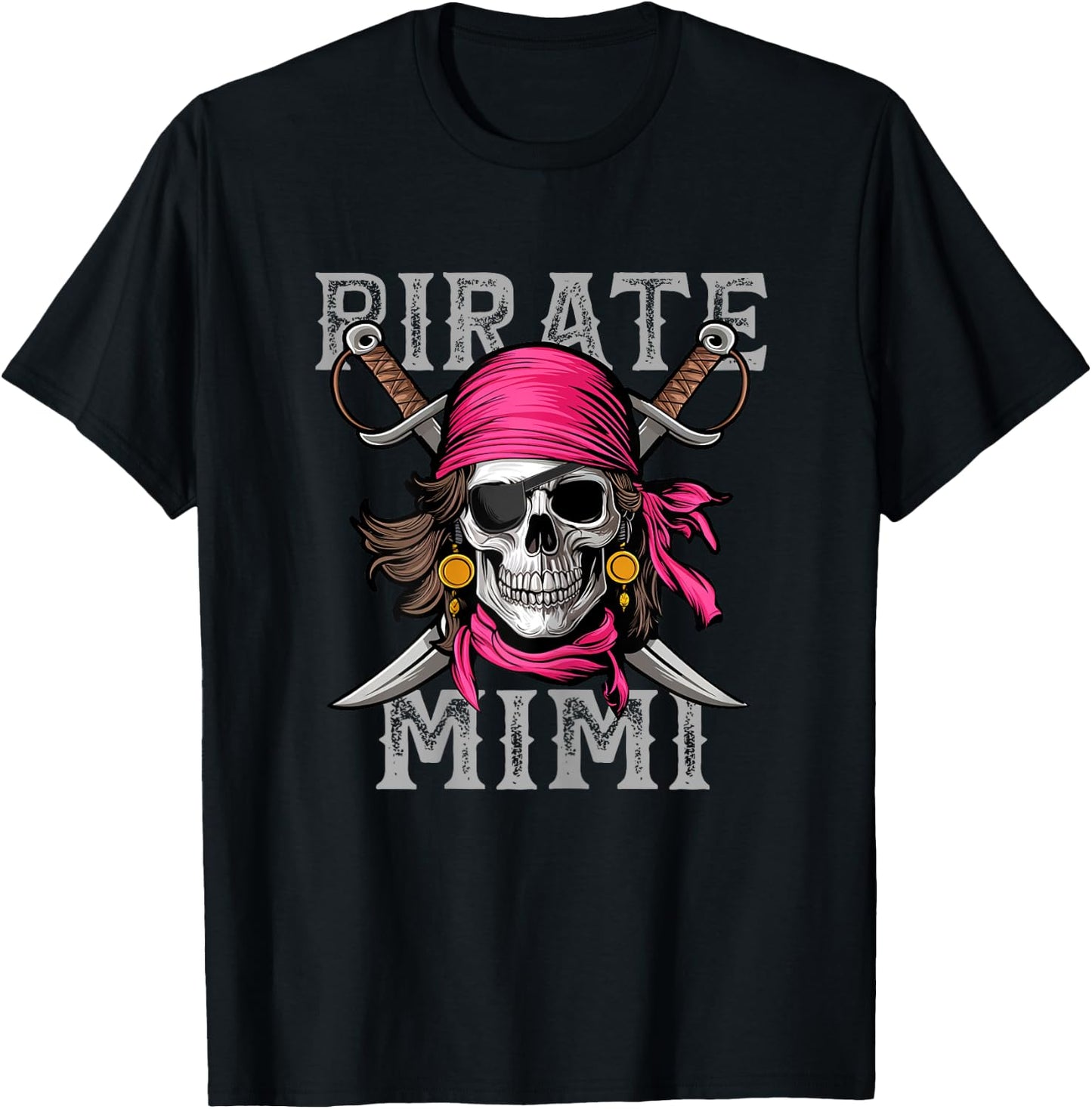 Funny Pirate Mimi Skull Halloween Costumes Family Matching T-Shirt - T-Shirt | Black