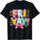 Happy Fri-Yay Friday Coquette Bow Teacher Back to School T-Shirt - T-Shirt | Black