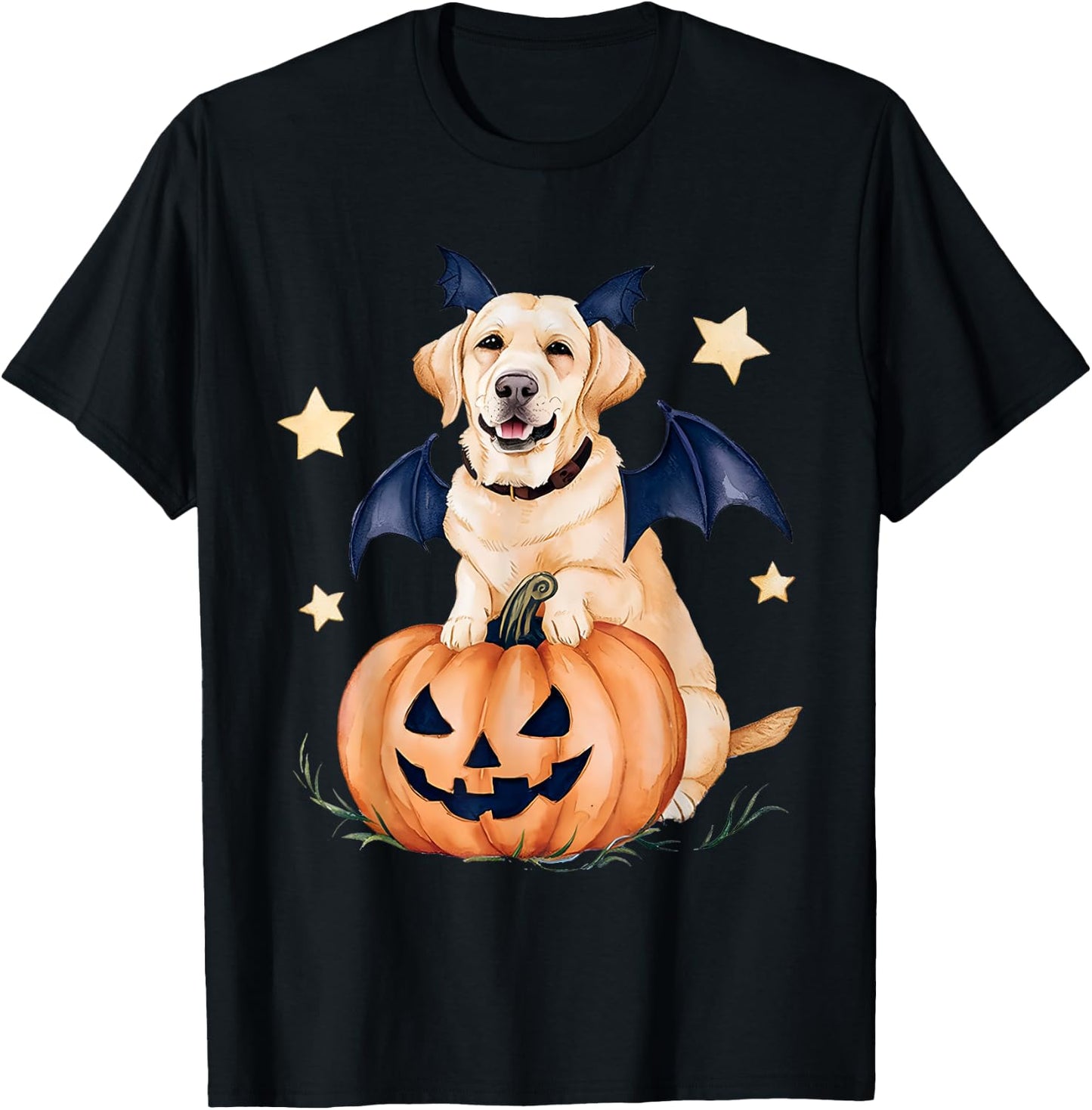 Labrador Pumpkin Witch Golden Labrador Halloween Ghost Dog T-Shirt - T-Shirt | Black