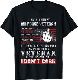 I Am A Grumpy Air Force Veteran, Retired Air Force Veteran T-Shirt - T-Shirt | Black