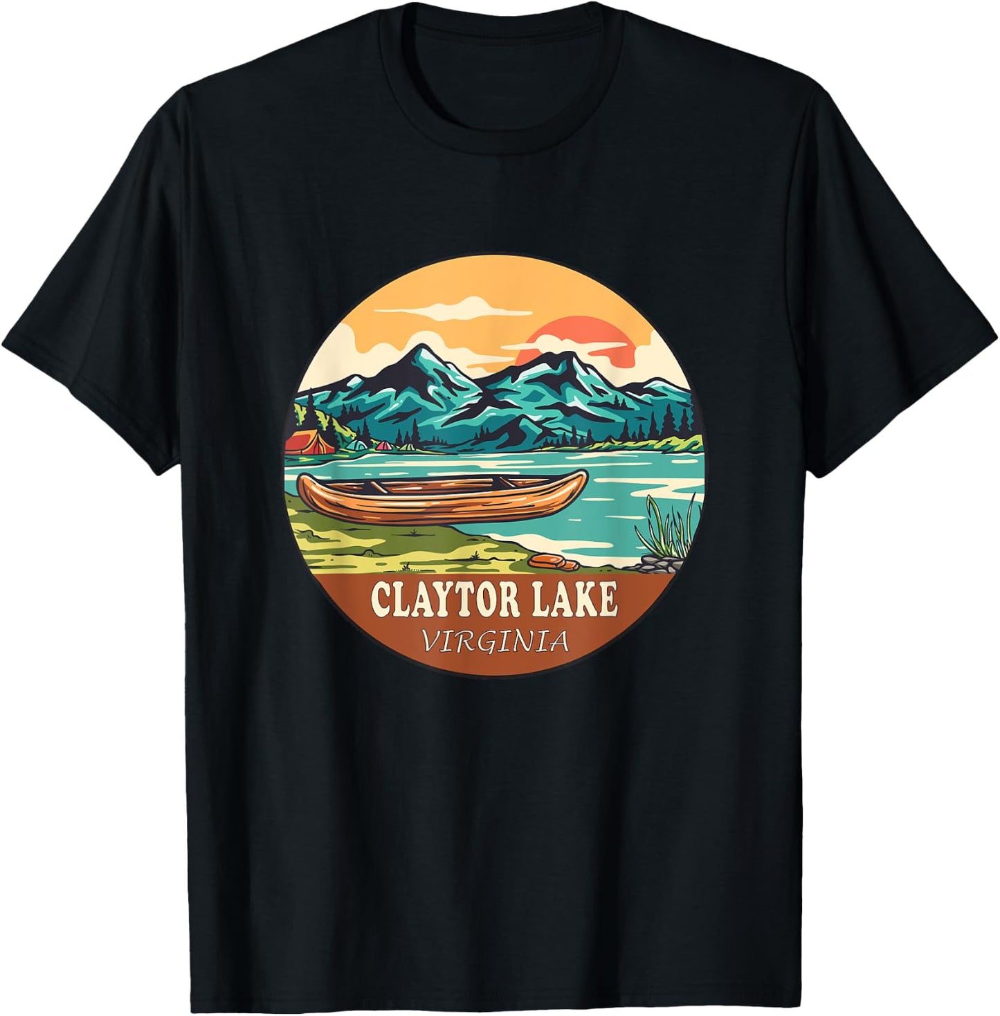 Claytor Lake Vintage Vacation Virginia T-Shirt - T-Shirt | Black