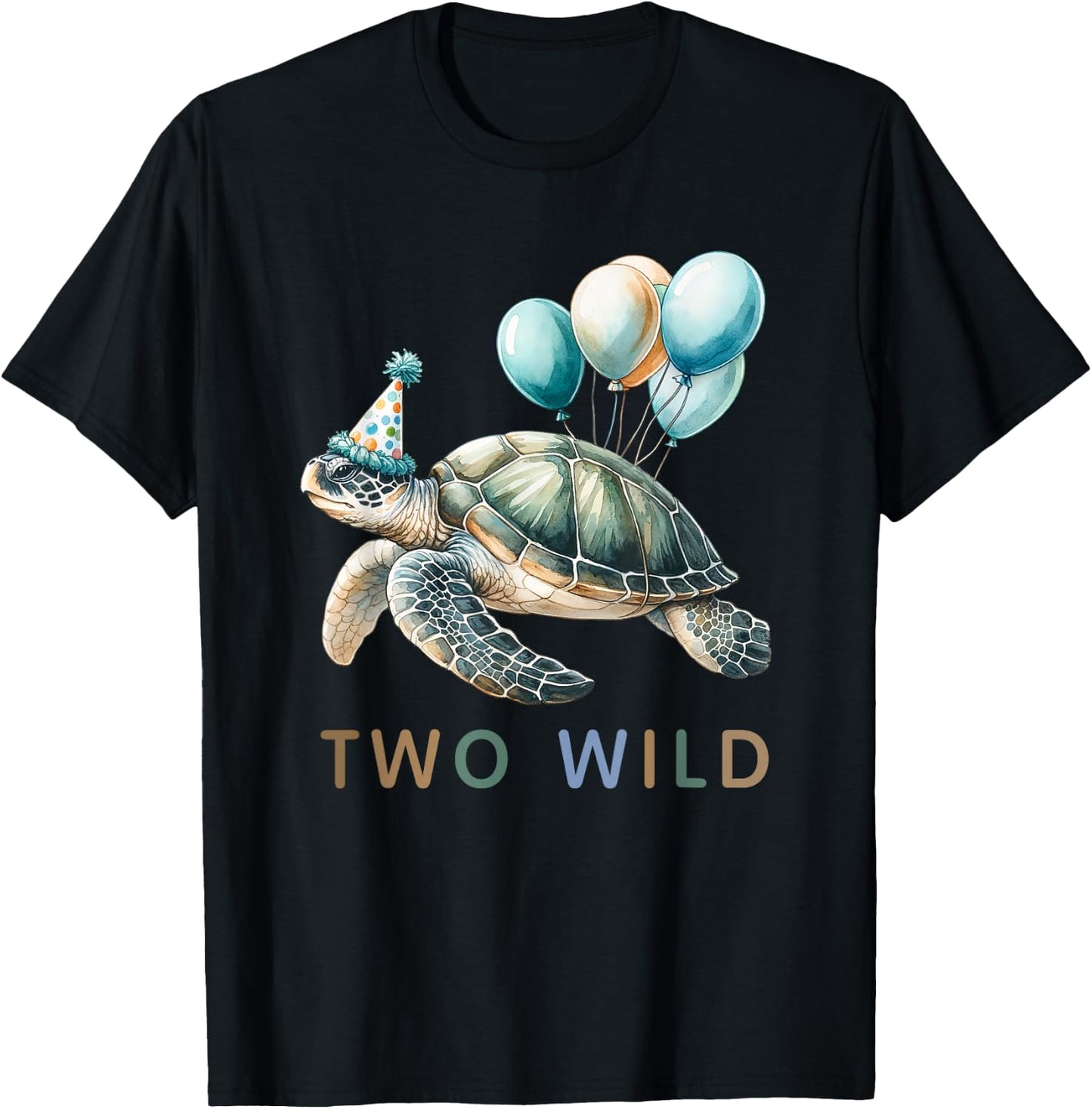 2nd Birthday 2 Years Old Two Wild Sea Turtle Animal Kids T-Shirt - T-Shirt | Black