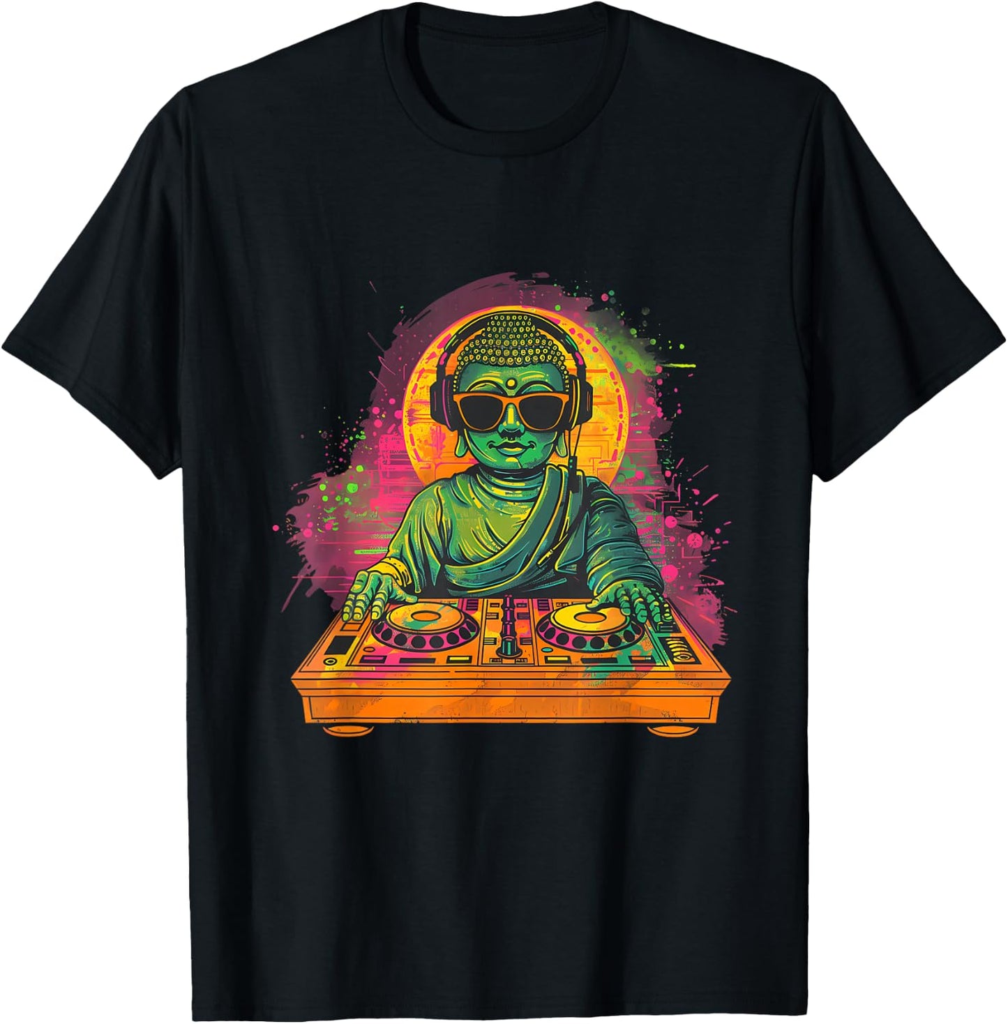 Buddha DJ Turntable DJ Buddha Meditation Dance Club House T-Shirt - T-Shirt | Black