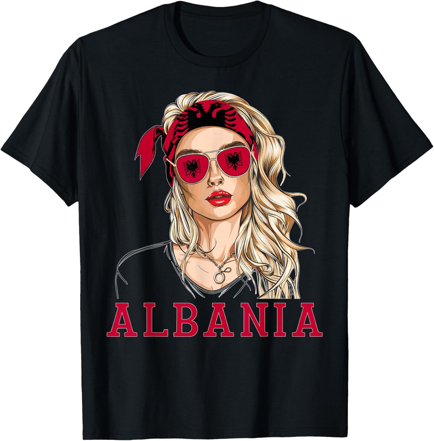 Albanian Flag Outfit for Woman Products Uniform Albania T-Shirt - T-Shirt | Black