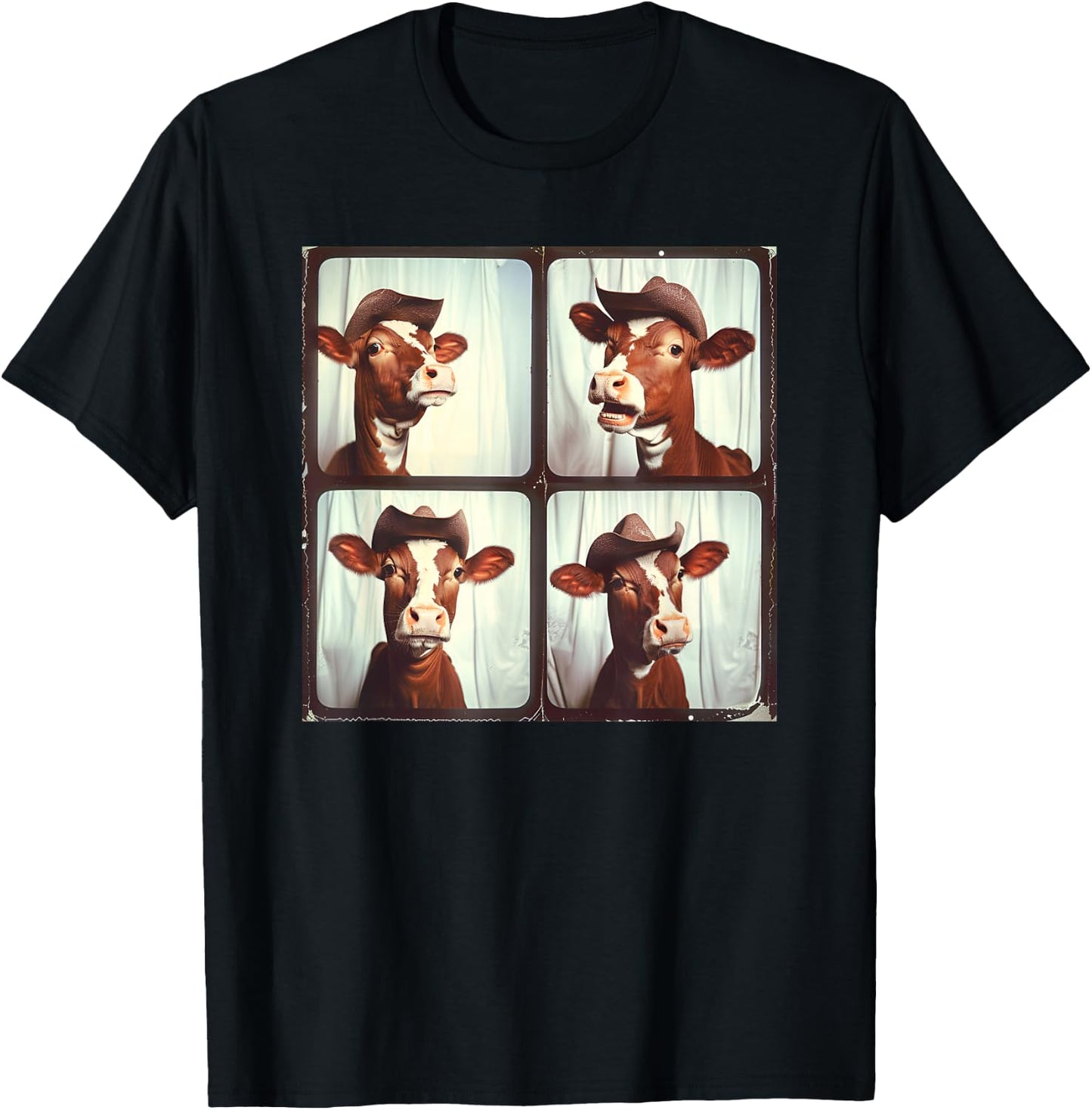 Funny Cow Lover Funny Farm Animal Photobooth Cowboy Cow T-Shirt - T-Shirt | Black