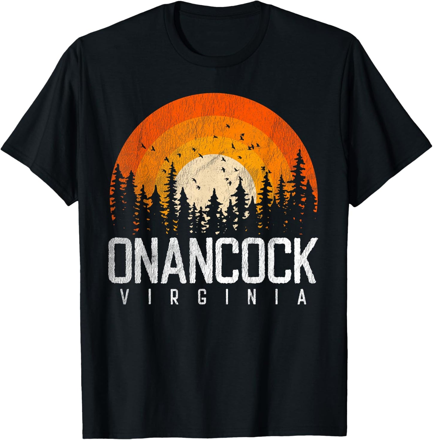 Onancock Virginia VA Shirt Vintage 70s 80s 90s Retro Gift T-Shirt - T-Shirt | Black