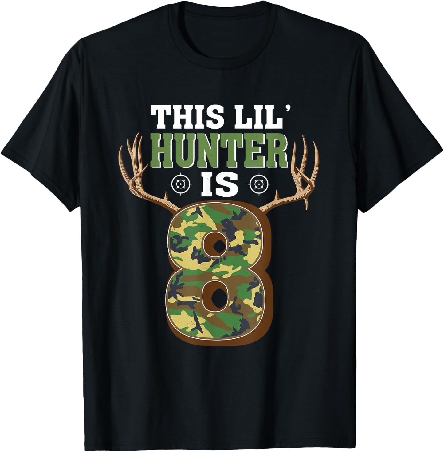 8th Birthday Hunting Deer 8 Year Old Hunter T-Shirt - T-Shirt | Black