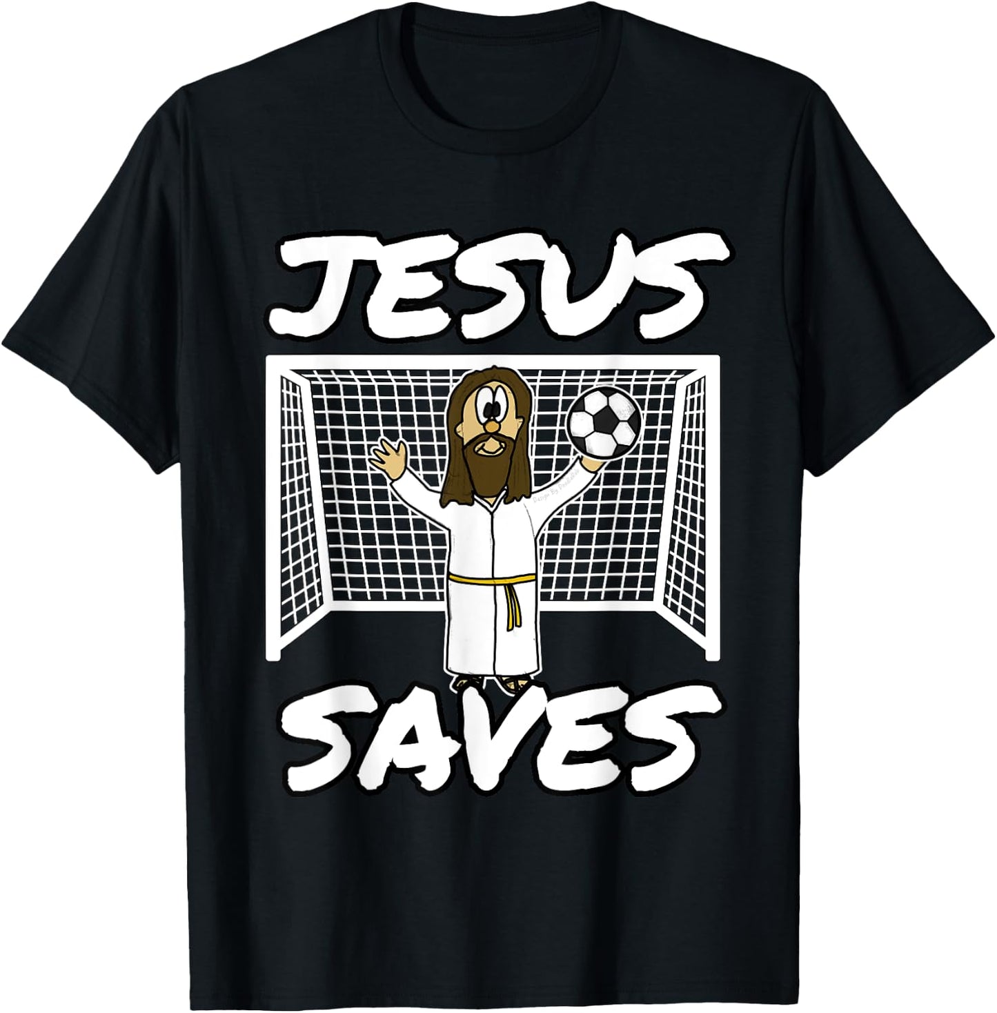 Jesus Saves Christian Football Church Soccer T-Shirt - T-Shirt | Black