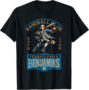 Pennslyvania Benjamins Retro Minor League Baseball Team T-Shirt - T-Shirt | Black