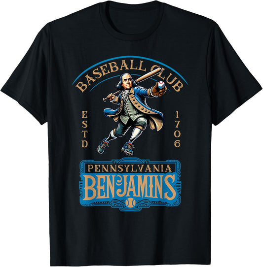 Pennslyvania Benjamins Retro Minor League Baseball Team T-Shirt - T-Shirt | Black
