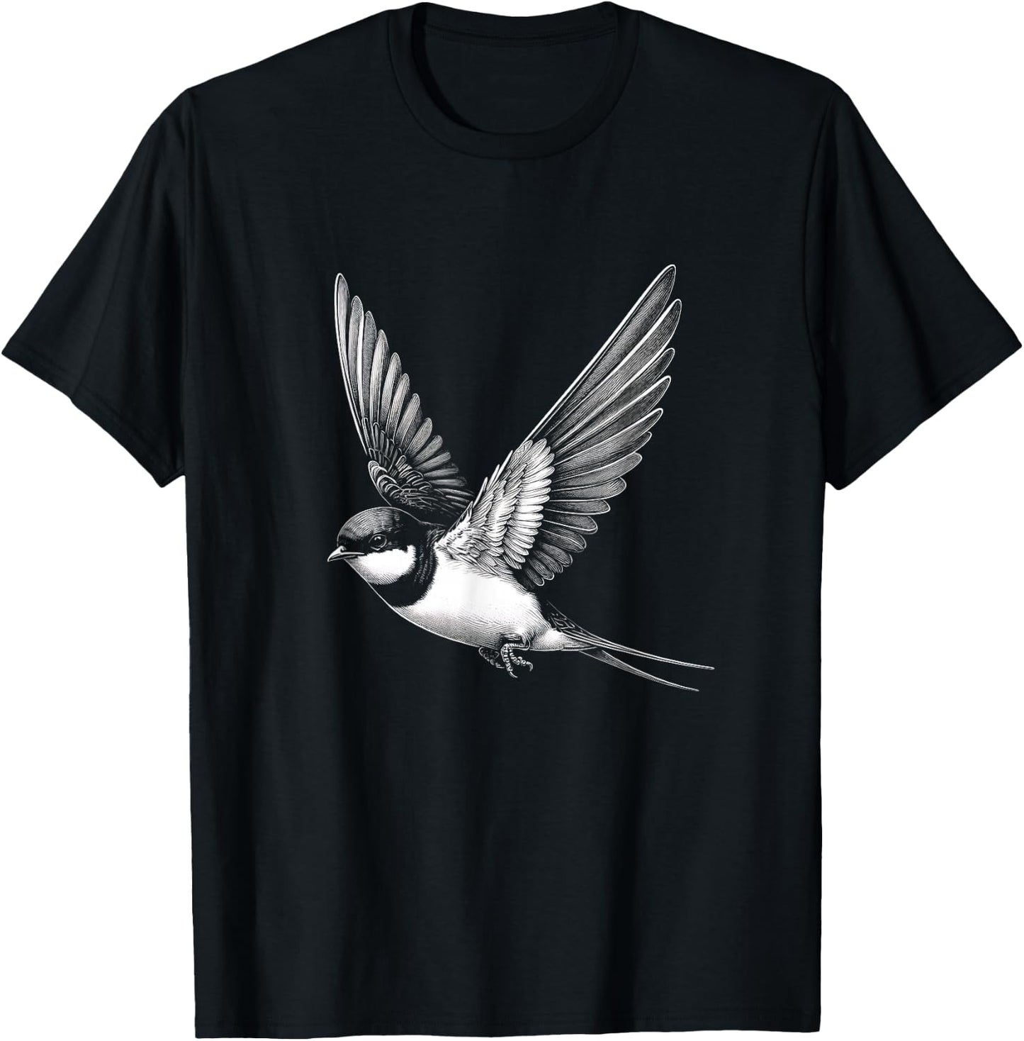 Swallow Graphic Art Bird Design T-Shirt - T-Shirt | Black