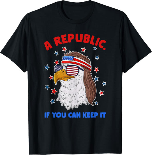 A Republic If You Can Keep It Funny Design T-Shirt - T-Shirt | Black