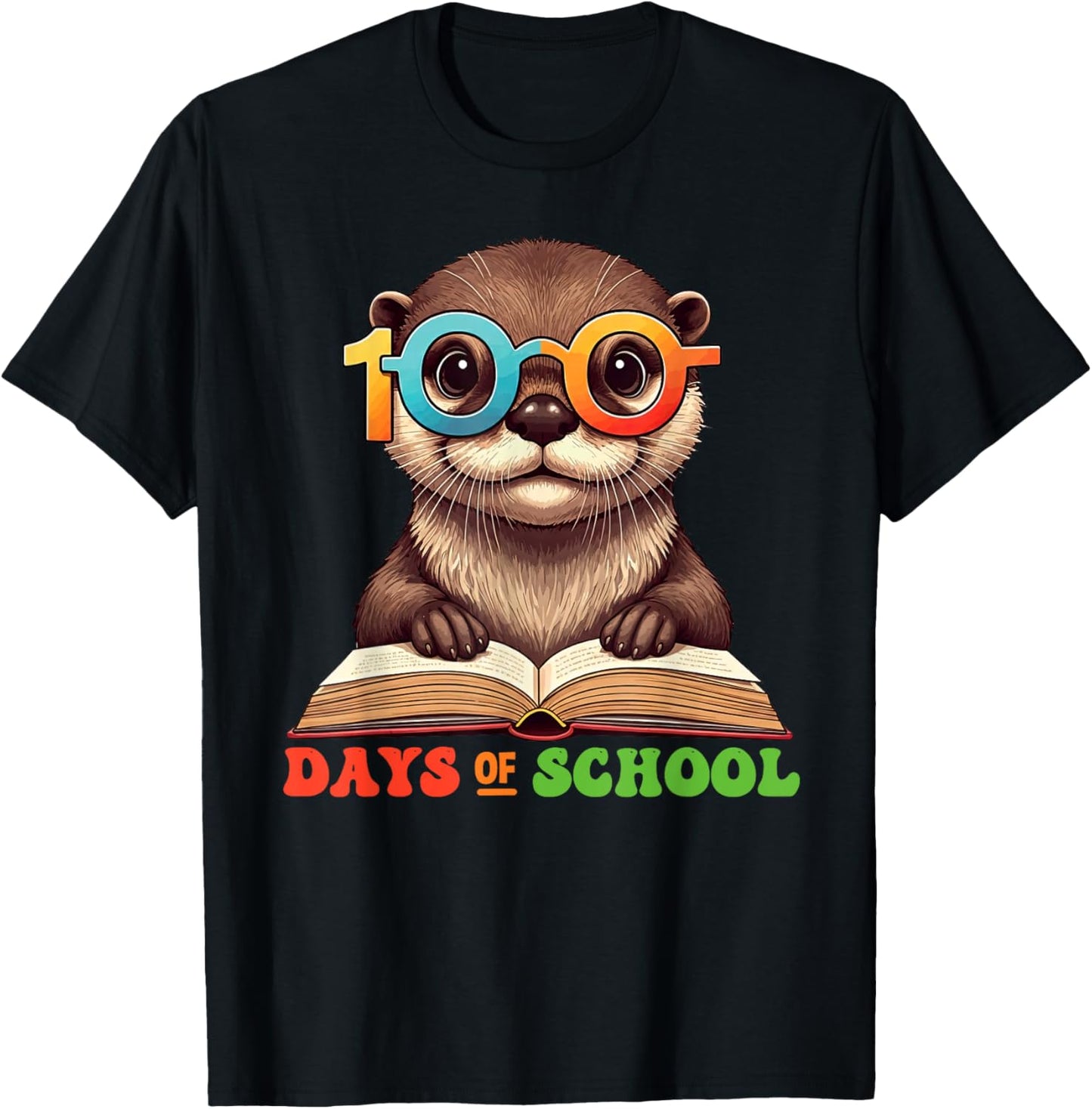 Funny Otter 100th Day Of School Teacher Kids T-Shirt - T-Shirt | Black