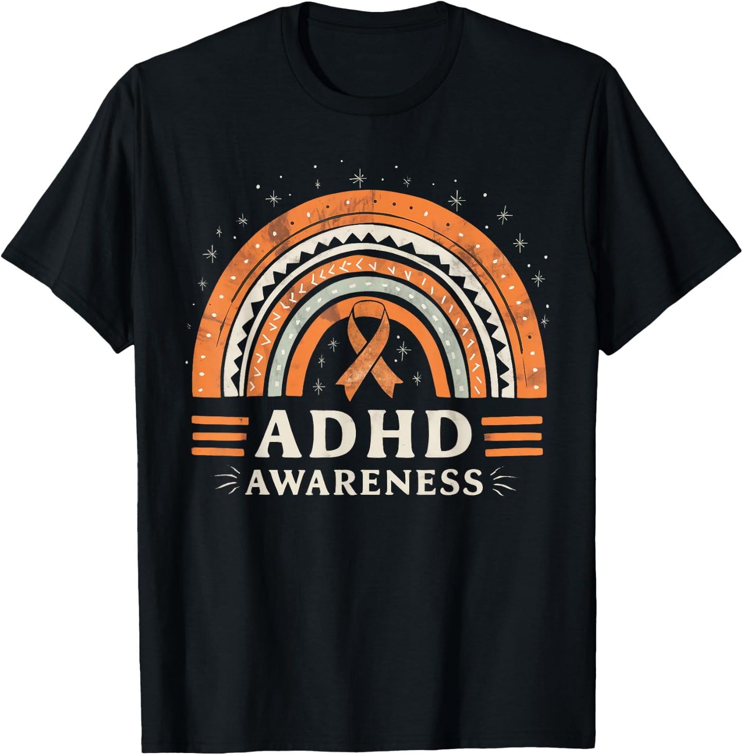 Orange Leopard Rainbow for ADHD Neurodiversity Awareness T-Shirt - T-Shirt | Black