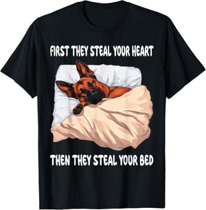Belgian Malinois Sleeping Pajamas Nightgown T-Shirt - T-Shirt | Black