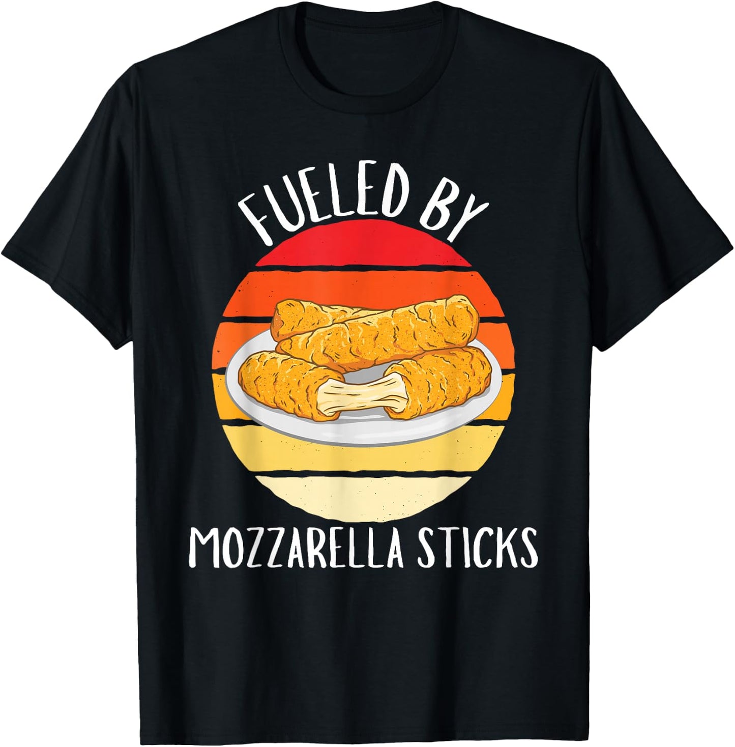 Vintage Fueled By Mozzarella Sticks Food Lover T-Shirt - T-Shirt | Black