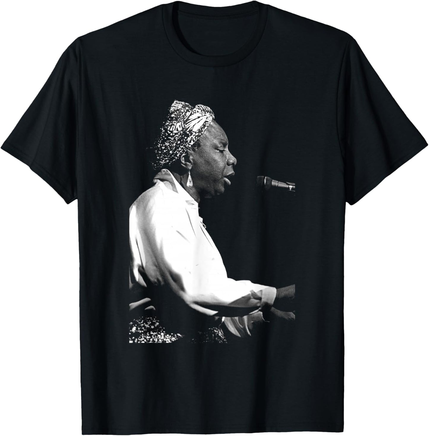 Nina Simone At The Piano Royal Albert Hall By Stephen Wright T-Shirt - T-Shirt | Black