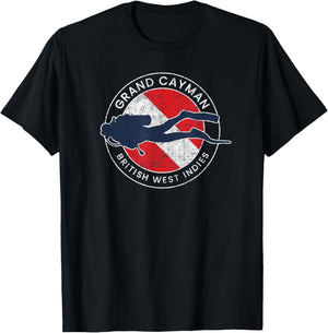 Vintage Grand Cayman Islands Scuba Dive Flag Diving Souvenir T-Shirt - T-Shirt | Black