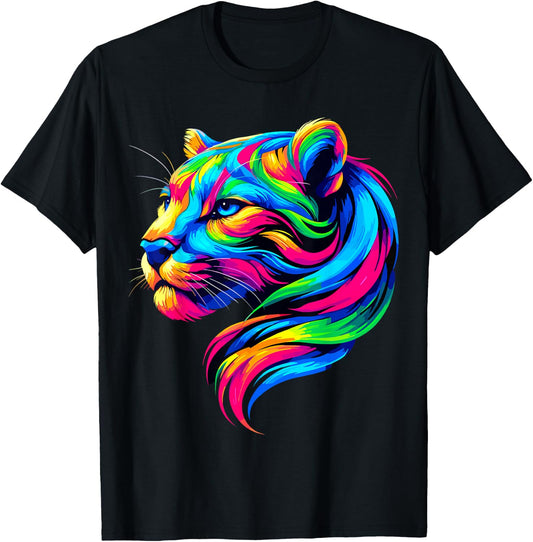 Colorful Puma , Small, Black T-Shirt - T-Shirt | Black