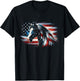Vintage American Flag Horse Lovers 4th Of July Horse T-Shirt - T-Shirt | Black