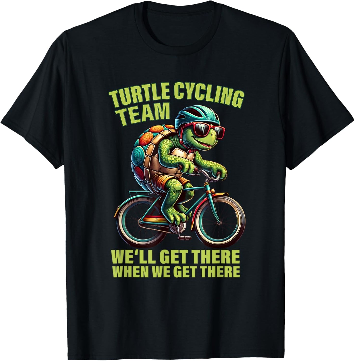 Funny Turtle Cycling Lover Cycle Team Cyclist Tour Bicycle T-Shirt - T-Shirt | Black