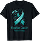 Elegant Teal Ribbon for Ovarian Cancer Awareness T-Shirt - T-Shirt | Black