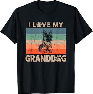 I Love My Granddog German Shepherd Grandma Grandpa Dog Paw T-Shirt - T-Shirt | Black