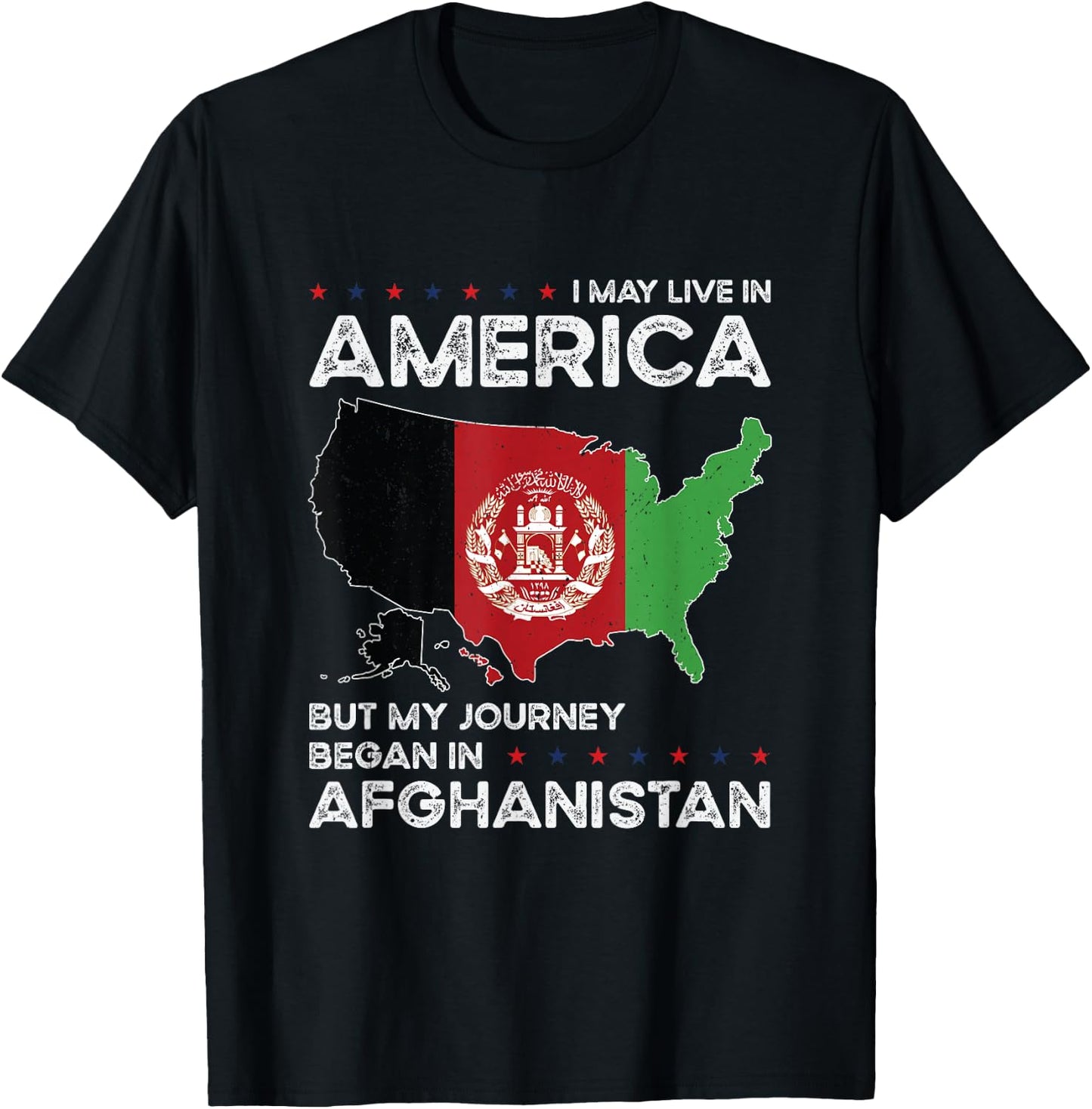 Afghan American Patriot USA Grown Afghanistan US Flag T-Shirt - T-Shirt | Black