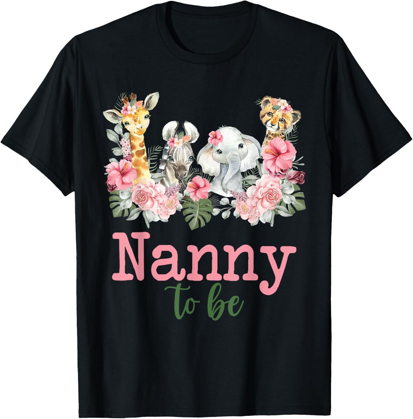 Nanny To Be Birthday Boy Girl Zoo Theme Animal Party T-Shirt - T-Shirt | Black