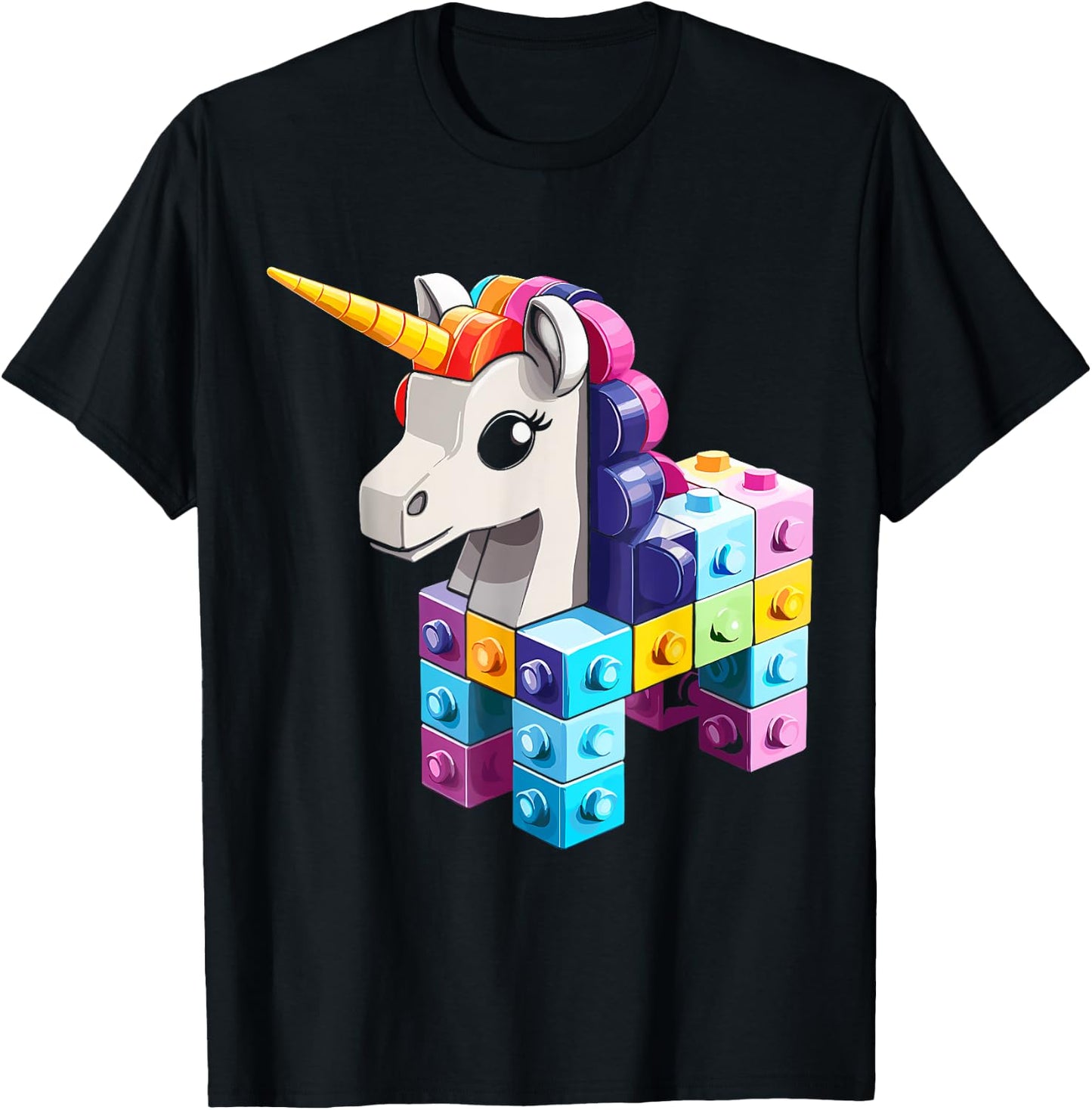 Master Builder Bricks Blocks Play Toys Unicorn Youth Kids T-Shirt - T-Shirt | Black