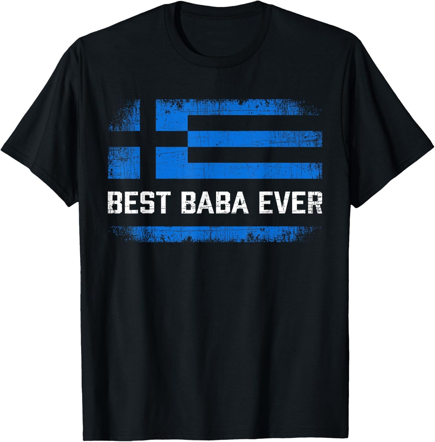 Best Baba Ever Retro Greece Flag Fathers Day Greek Dad T-Shirt - T-Shirt | Black