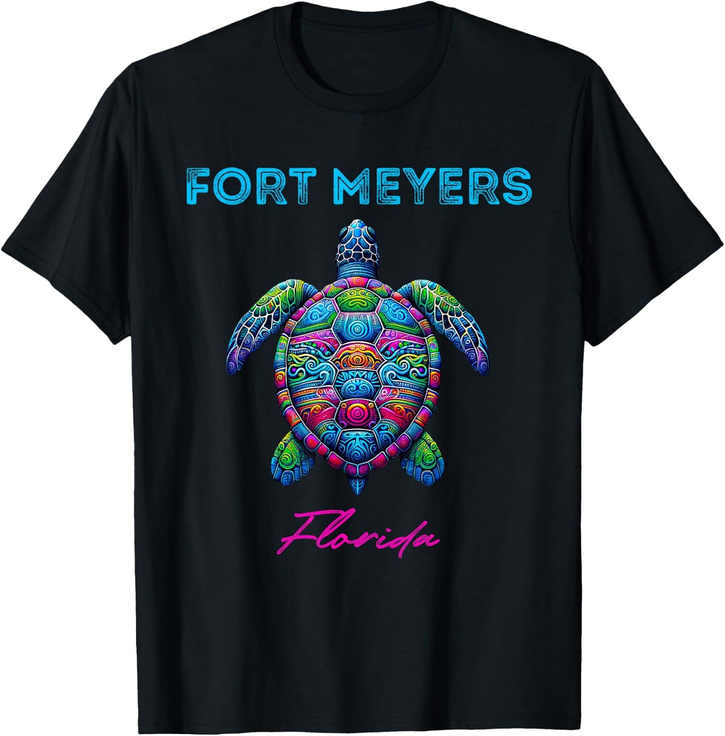 Fort Myers Florida Tribal Beach Sea Turtle T-Shirt - T-Shirt | Black