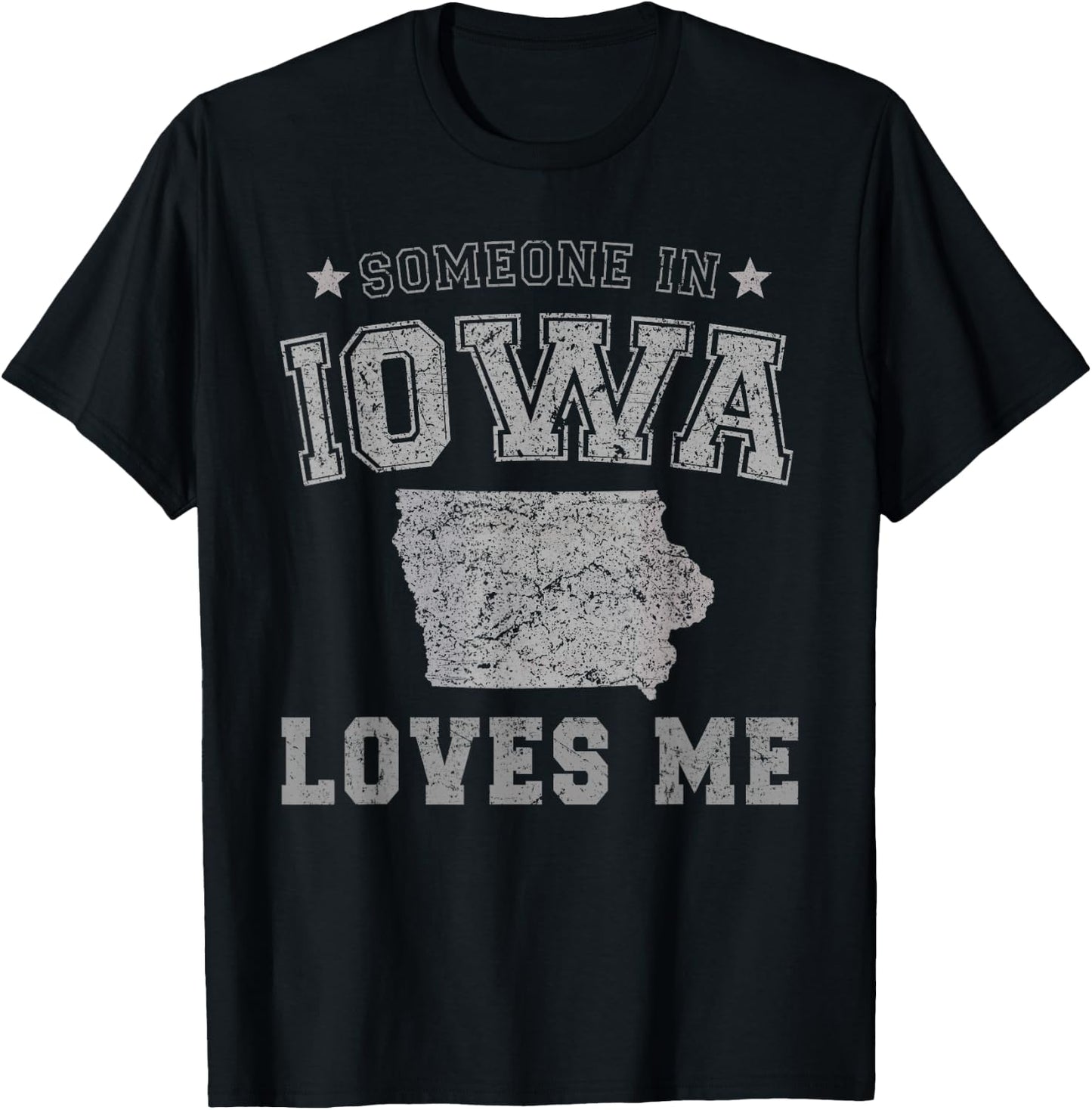 Someone In Iowa Loves Me Heart Vintage State T-Shirt - T-Shirt | Black
