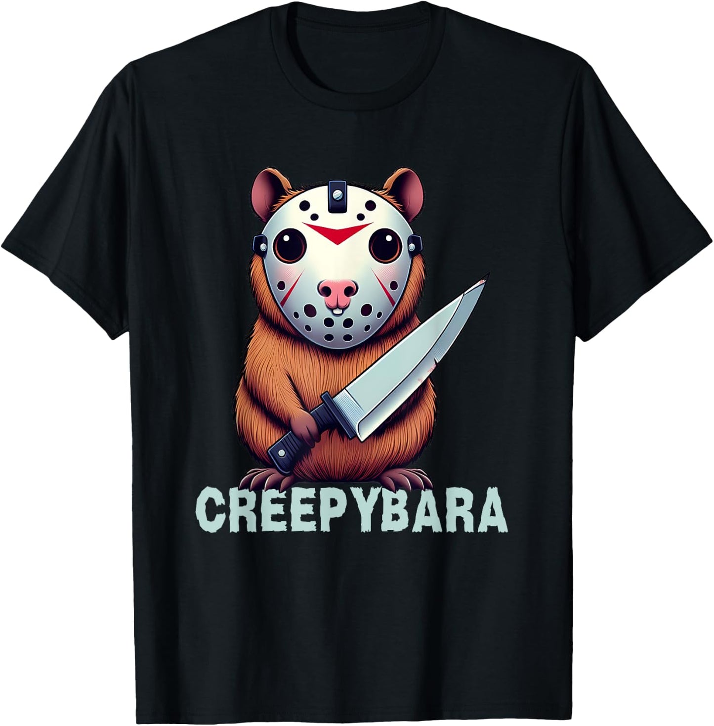 Creepybara Horror Capybara – Funny Halloween Scary Animal T-Shirt - T-Shirt | Black