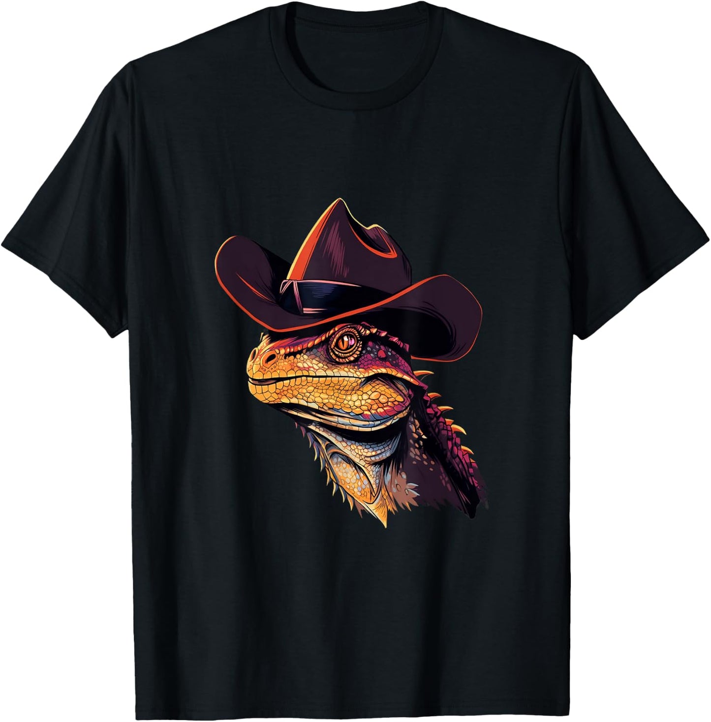 Bearded Dragon Cowboy Hat Reptile Lizard Western T-Shirt - T-Shirt | Black