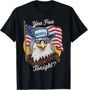 You Free Tonight Eagle Sunglasses USA 4th July Party Attire T-Shirt - T-Shirt | Black