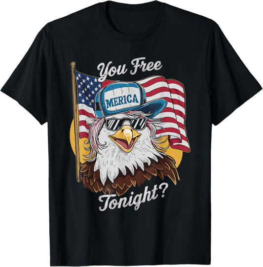 You Free Tonight Eagle Sunglasses USA 4th July Party Attire T-Shirt - T-Shirt | Black